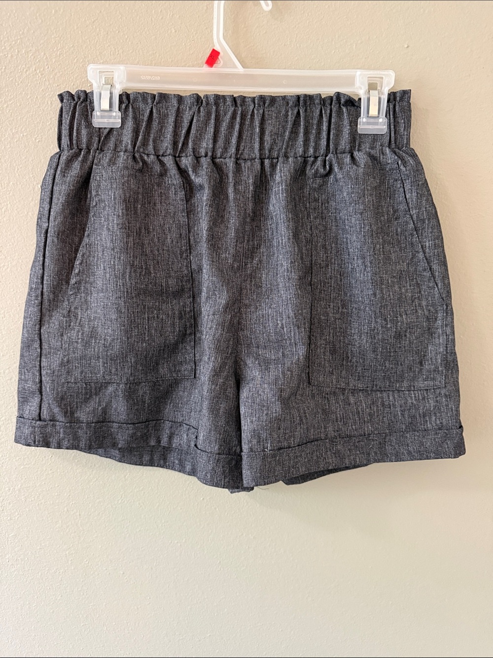 glam Dark Gray Elastic-Waist Casual Bermudas